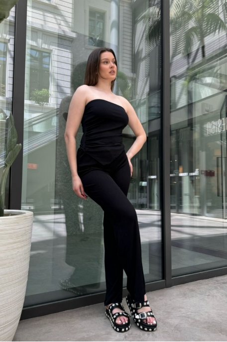 Ensemble bustier pantalon côtelé noir