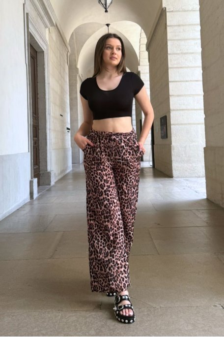 Pantalon fluide imprimé léopard