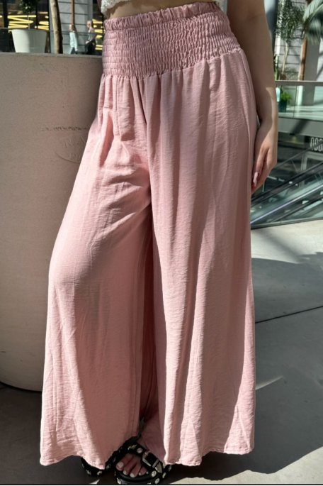 Schlaghose mit Gummizug in der Taille rosa