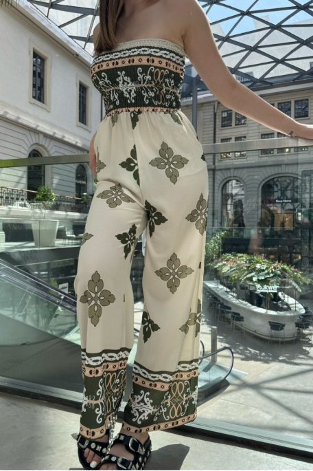 Combinaison bustier à motifs kaki