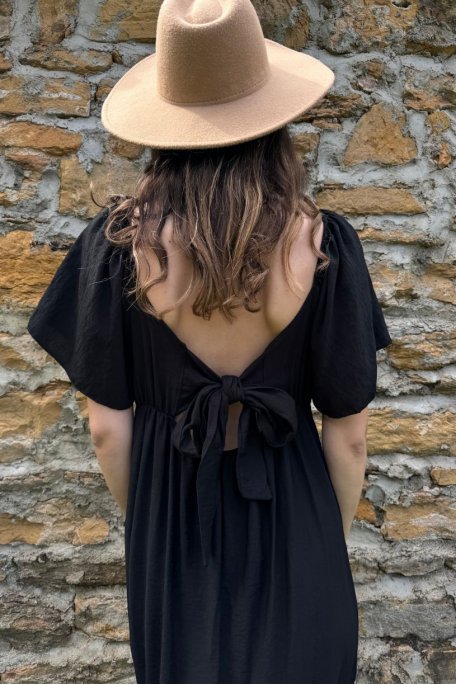Langes Kleid mit Schleife im Rücken schwarz