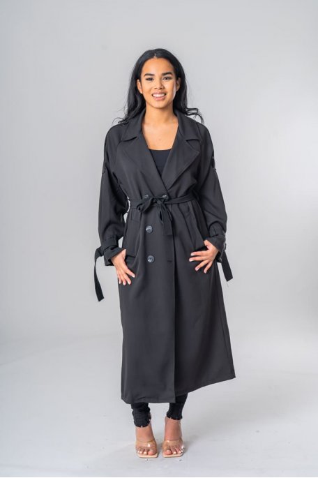 copy of Black belted long trench coat