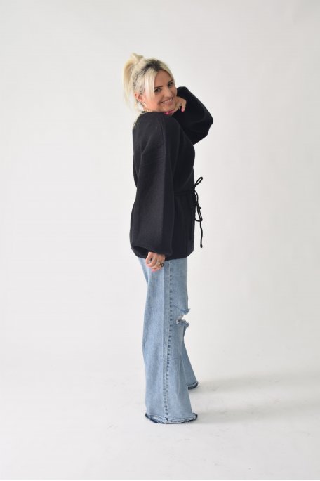 Gilet manches bouffantes noir