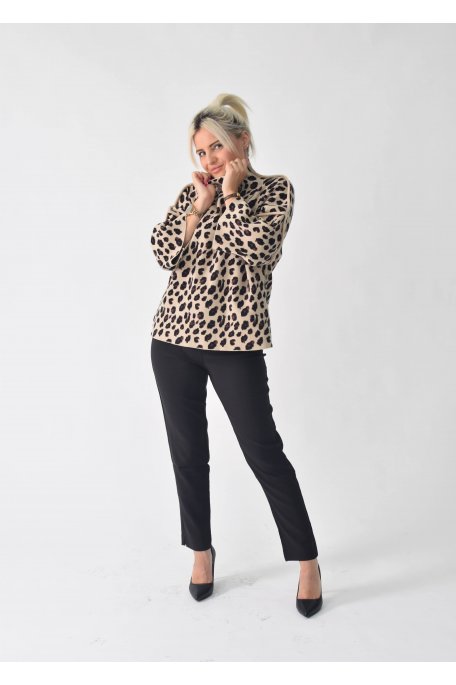 leopard sweater high collar