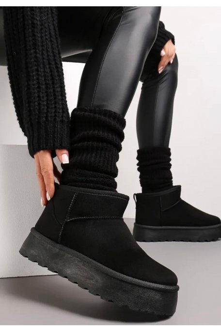 Short black platform ankle boots