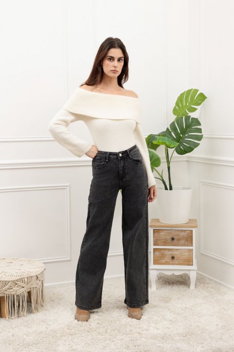 Grey wide-leg jeans