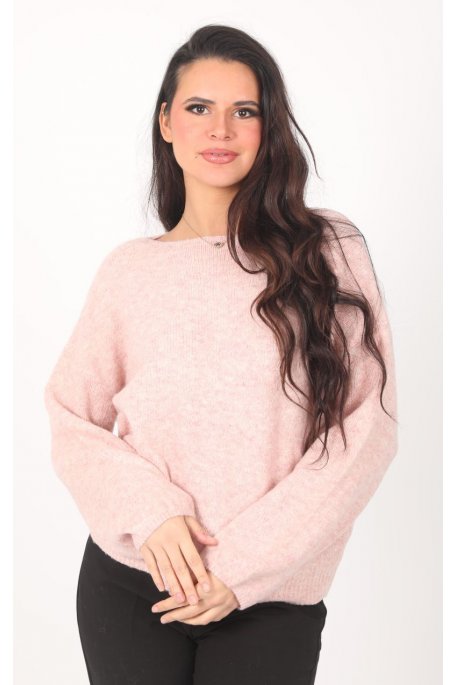 Pull Col Rond Rose