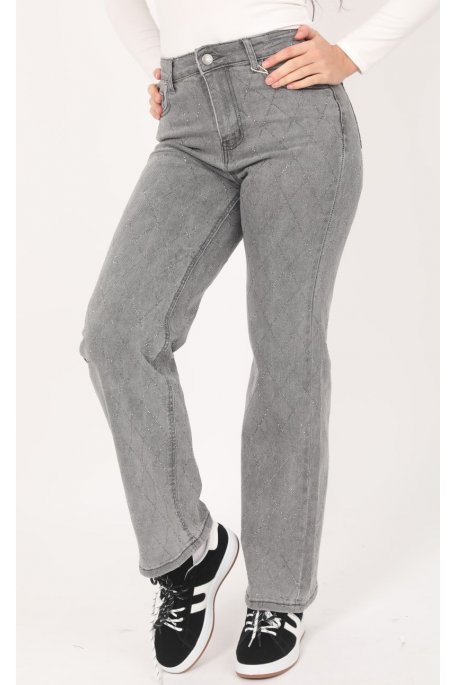 Strass-Jeans Grau