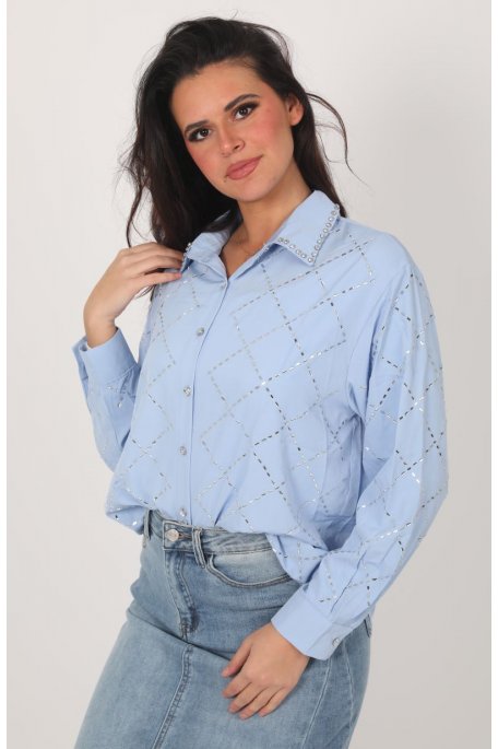Blue rhinestone shirt