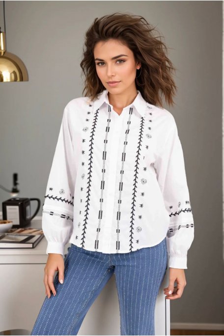 Chemise Blanche Brodée