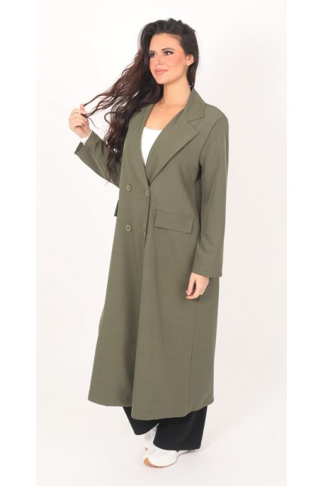 Langer einfarbiger Blazer Khaki