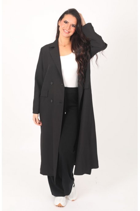 Plain Black Long Blazer