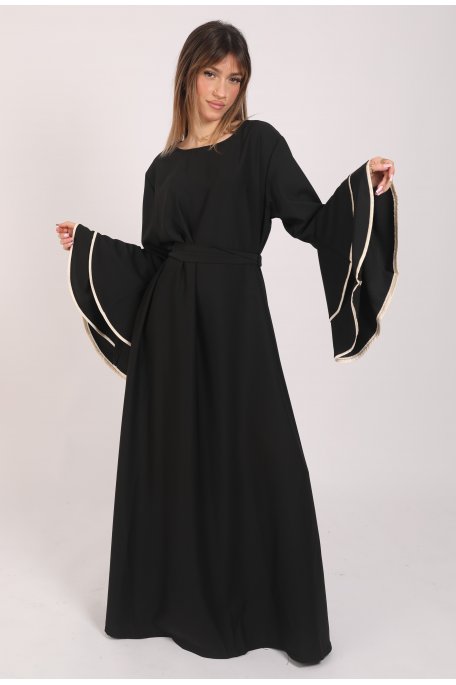 copy of Beige long dress with flared sleeves