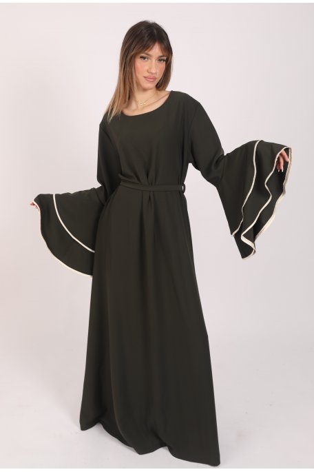 copy of Beige long dress with flared sleeves
