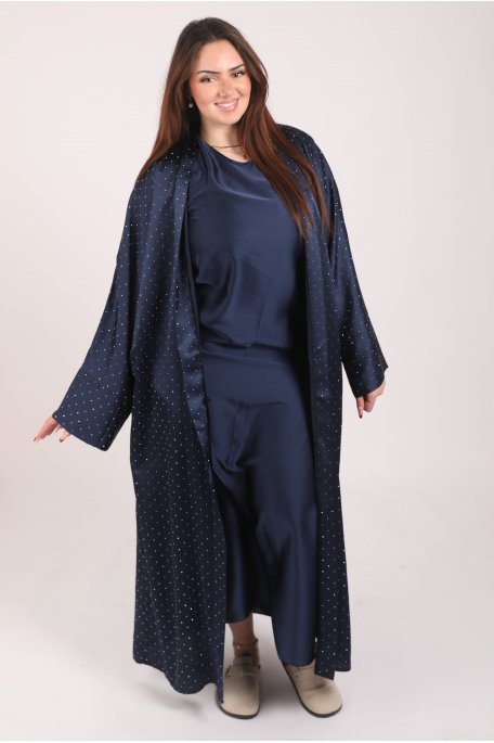 copy of Set aus Satinweste mit Strasssteinen und beigem Kleid