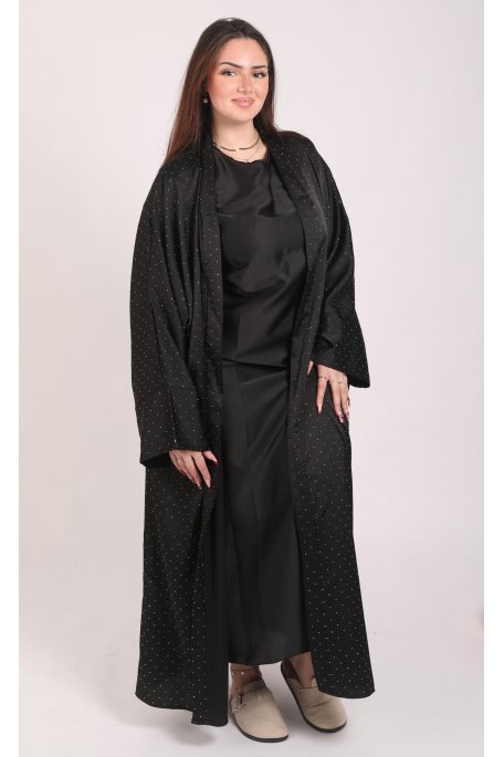 copy of Set aus Satinweste mit Strasssteinen und beigem Kleid