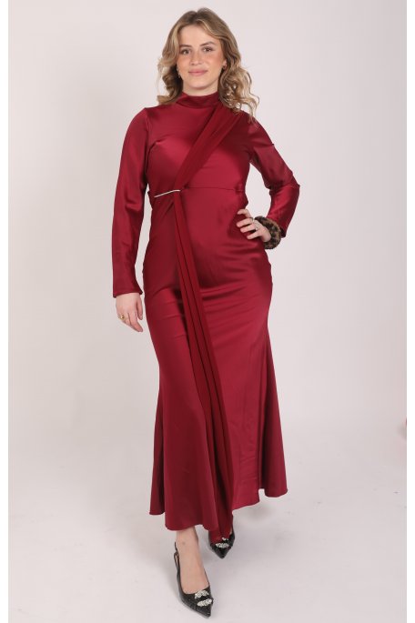 copy of Langes Satin-Kleid beige
