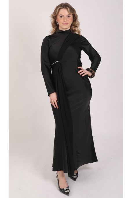 copy of Langes Satin-Kleid beige