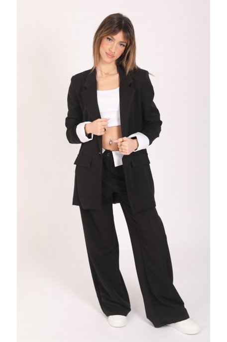 Black bicolor suit set