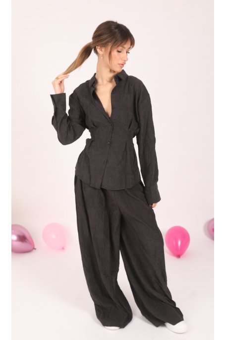 Black suede-effect set