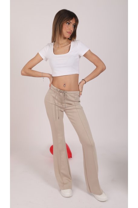 Jogging patte d'éléphant beige