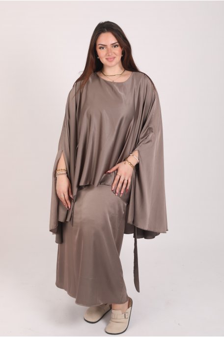 copy of Black satin top and skirt set