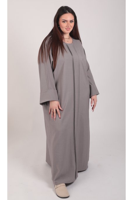 Robe abaya grise manches retroussées