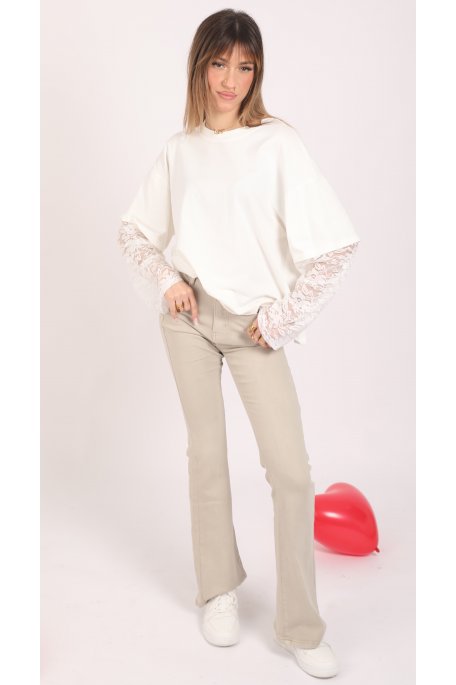 Jean patte d'éléphant beige