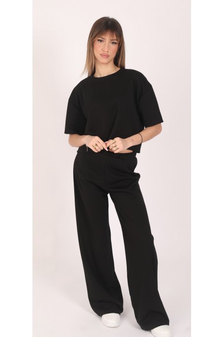 Jogginganzug Kurzes Top Schwarz