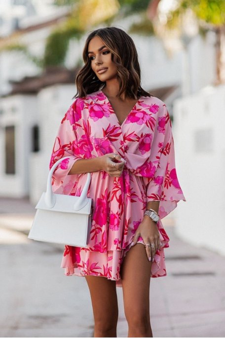 copy of Pink floral batwing dress