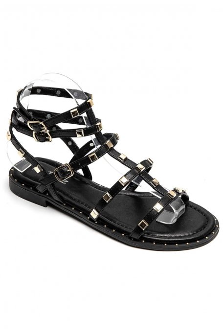 Sandales noires rivet or