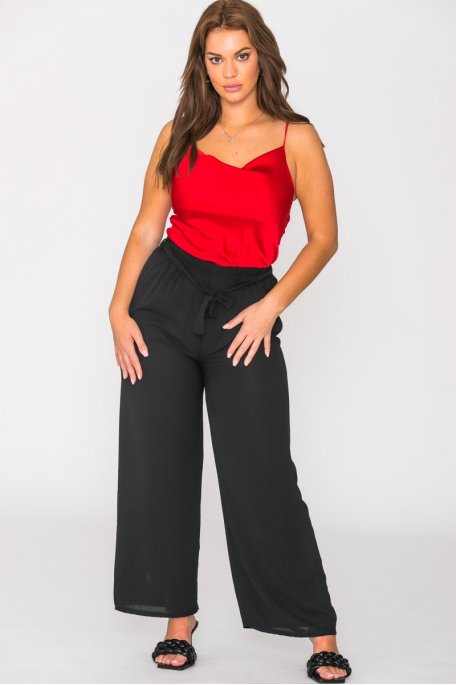 Pantalon ceinturé uni noir