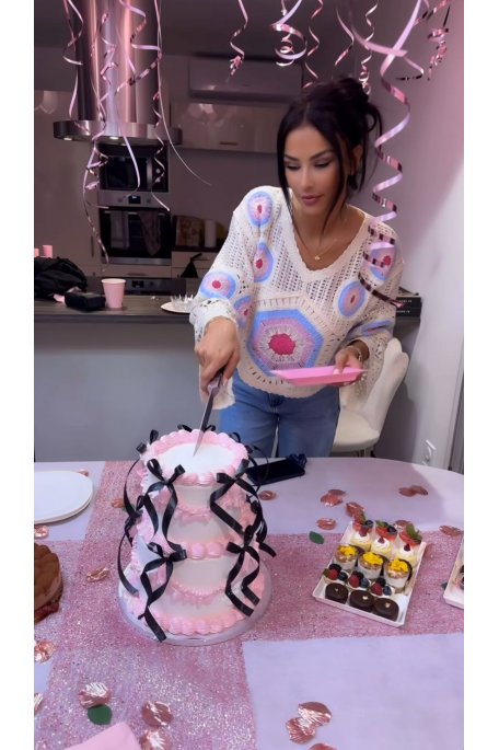 Top Dentelle Col V Rose