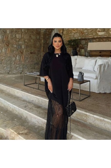 Robe noire bas dentelle