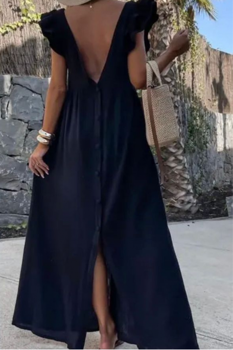 copy of Loose-fitting short-sleeved dress with white ruffles