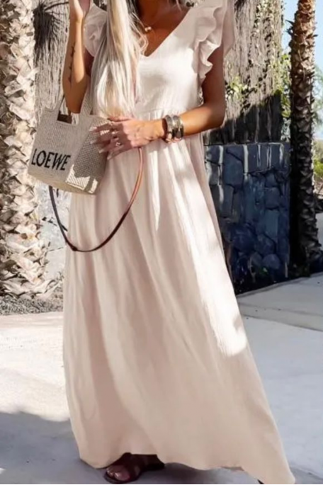 copy of Weites Kleid mit kurzen Ärmeln und Rüschen weiß