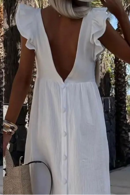 copy of Weites Kleid mit kurzen Ärmeln und Rüschen weiß