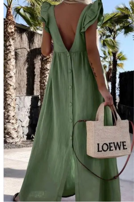 copy of Loose-fitting short-sleeved dress with white ruffles