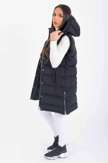 manteau noir sans manche femme