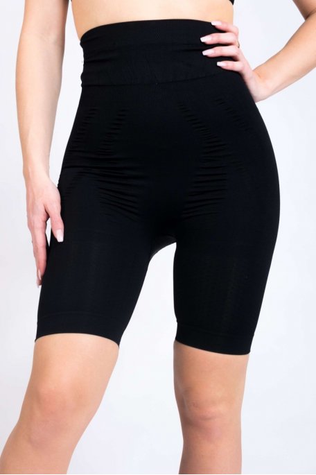 High waist black shorty girdle with flat tummy and buttock lift