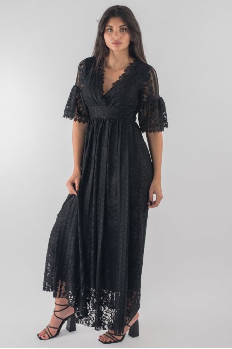 robe dentelle noire manche longue