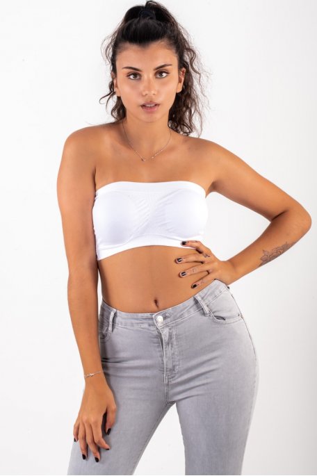 Crop top bustier ficelles blanc - Cinelle Paris, mode femme tendance.