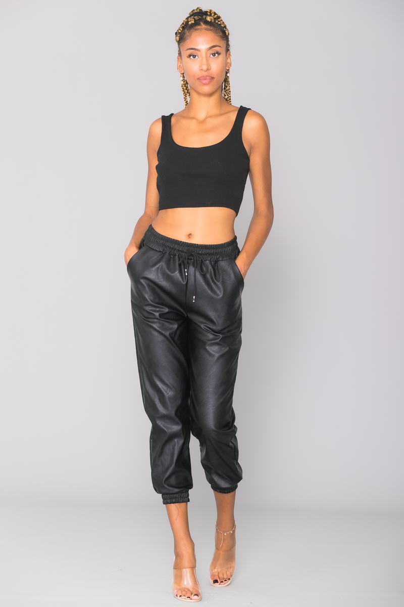 pantalon jogger cuir