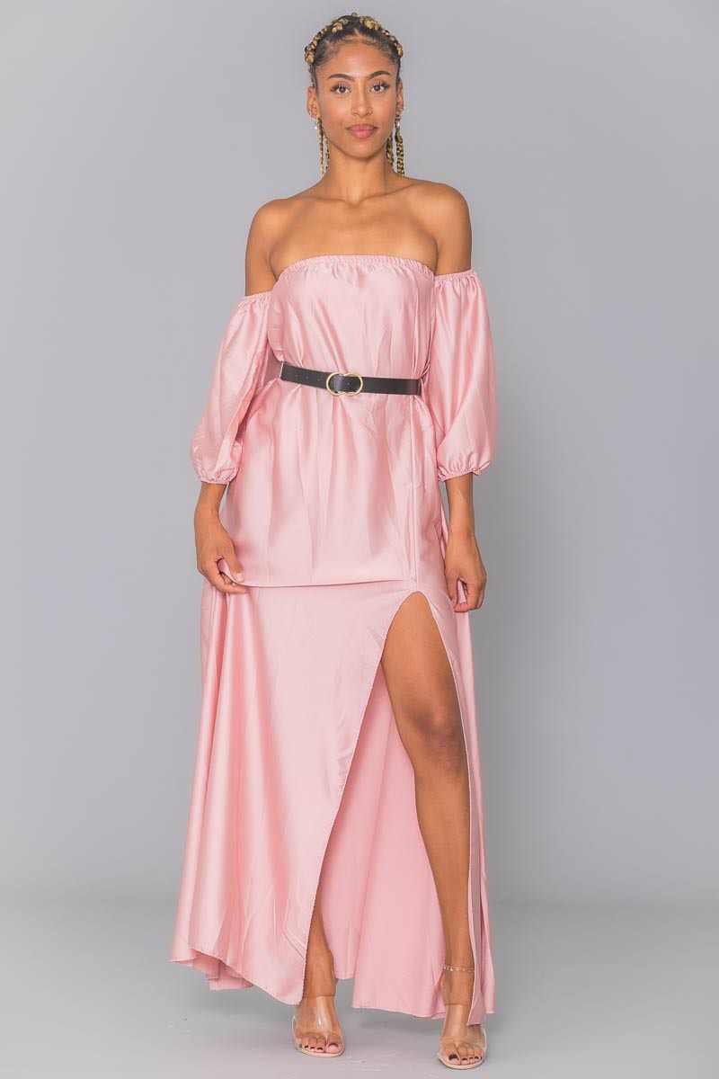 robe longue col bardot