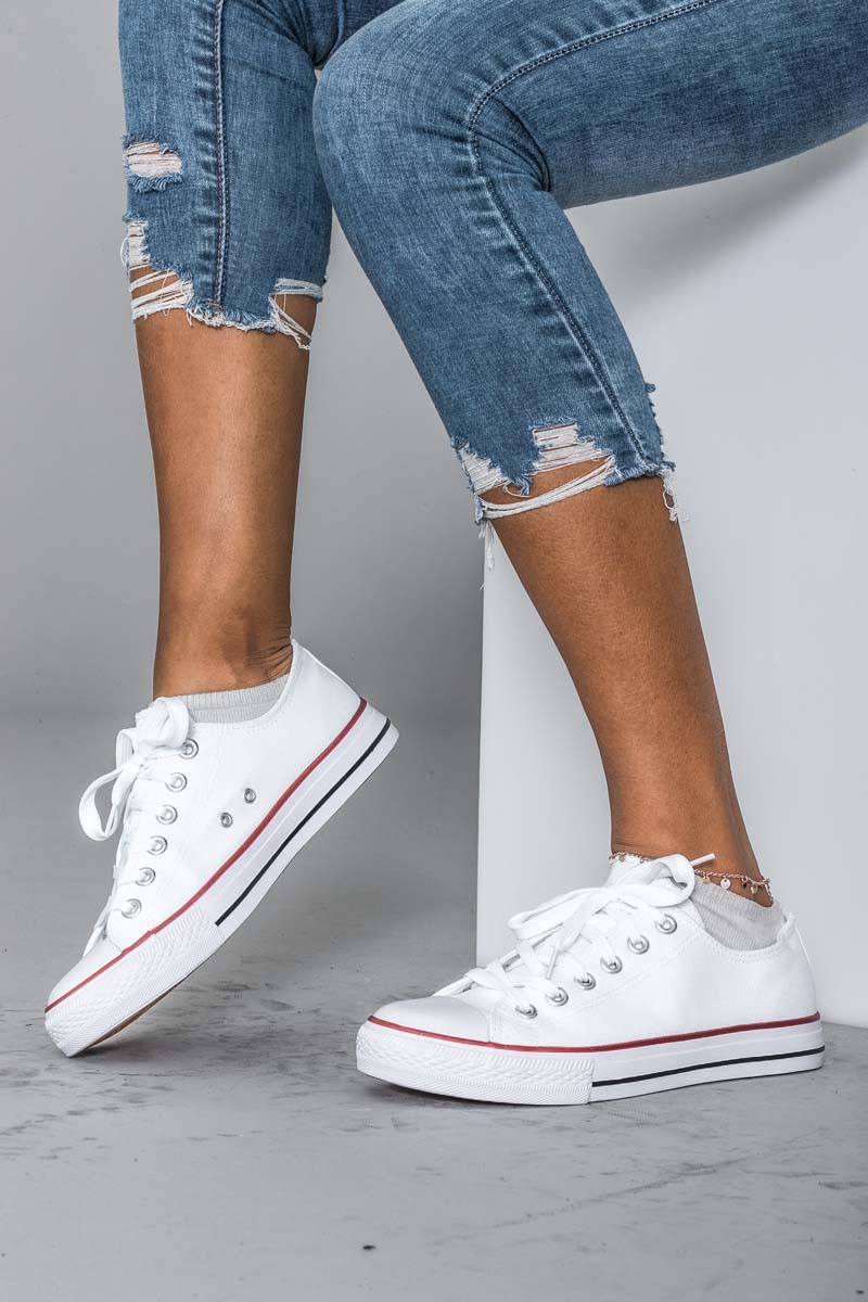 converse toile blanche femme