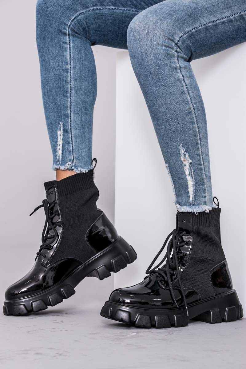 bottines vernies lacets femme