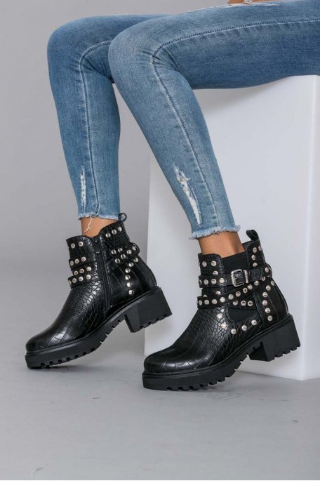 bottines sangles cloutées