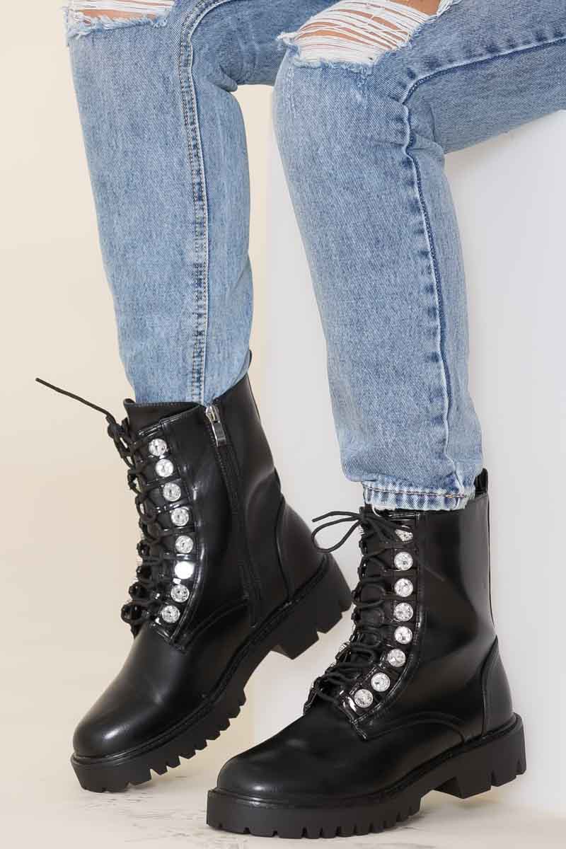 bottine noir perle