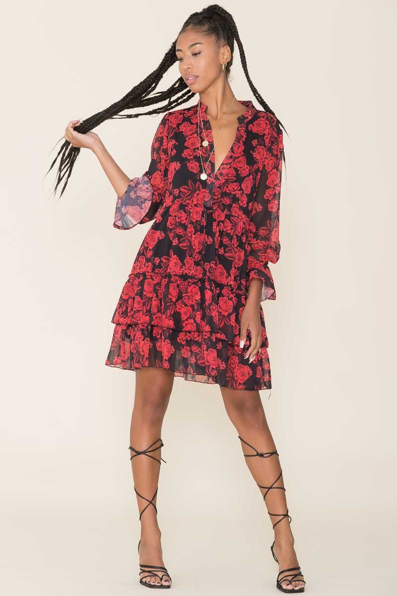 robe fleuri rouge