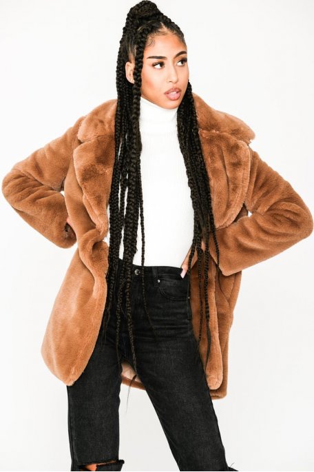 manteau mi long femme camel
